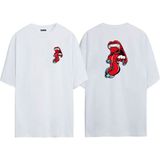 The Wert Unisex Piercing Çizim Ile Dil Ön Arka Baskılı Beyaz Oversize T-Shirt