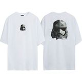 The Wert Unisex Star Wars Kask Ön Arka Baskılı Beyaz Oversize T-Shirt - XL
