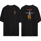 The Wert Utamakan Fungsi Ön Arka Baskılı Sıyah Oversize T-Shirt - Siyah