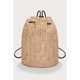 The White Company El Dokuma Rafya Hasır Büzgülü Duffle Kadın Sırt Çanta - Bej