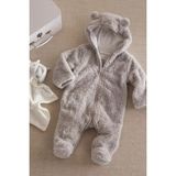 The White Company Geri Dönüştürülmüş Polar Bebek Tulumu ve Fil Uyku Arkadaşı Hediye Seti - Gri - 3 - 6 Ay