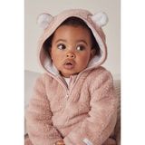 The White Company Geri Dönüştürülmüş Polar Kumaş Kapüşonlu Bebek Tulumu - Açık Pembe - 3 - 6 Ay