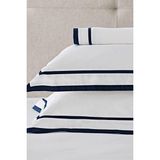 The White Company Hanbury Pamuk Saten Düz Çarşaf 2'li Set - Beyaz - Lacivert - King 275 × 275 cm