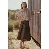 The White Company Lyocell Pamuk Karışımlı Kemer Detaylı Midi Etek - Kahverengi - 42