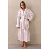 The White Company Organik Pamuk Çizgili Kadın Şal Yakalı Bornoz - XL - Pembe