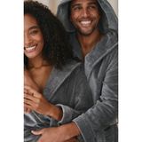 The White Company Organik Pamuk Kadife Unisex Kapüşonlu Bornoz - Gri