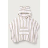 The White Company Organik Pamuklu Bej Çizgili Kapüşonlu Bebek Plaj Pançosu - 2 - 4 Yaş - Beyaz - Bej