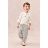 The White Company Organik Pamuklu Erkek Bebek Henley Üst ve Çizgili Pantolon Takımı - 3 - 6 Ay - Krem