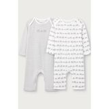 The White Company Organik Pamuklu Fil Desenli Bebek Uyku Tulumu 2'li Set - Beyaz - Gri - 1 - 1,5 Yaş