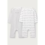 The White Company Organik Pamuklu Fil Desenli Bebek Uyku Tulumu 2'li Set - Beyaz - Gri - 1 - 1,5 Yaş