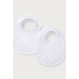The White Company Organik Pamuklu Kalp Desenli 2'li Bebek Mama Önlüğü - Beyaz - Mavi - Standart