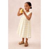 The White Company Organik Pamuklu Kareli Fiyonk Detaylı Kız Bebek Elbisesi - Sarı - Beyaz - 1,5 - 2 Yaş