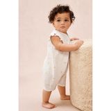 The White Company Organik Pamuklu Limon Desenli Fırfır Kollu Kız Bebek Kısa Uyku Tulumu - Beyaz - 1,5 - 2 Yaş