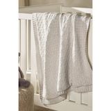 The White Company Organik Pamuklu Polar Astarlı Örgü Bebek Battaniyesi - Gri - Fildişi - 75 x 100 cm