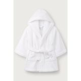The White Company Organik Pamuklu Yıldız Işlemeli Kapüşonlu Bebek Bornozu - Beyaz - 0 - 6 Ay