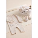 The White Company Saf Kaşmir Lüks Yenidoğan Tulum Bebek Hediye Seti - Krem - 3 - 6 Ay