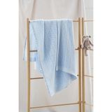 The White Company Saten Kenarlı Pamuklu Hücre Dokulu Bebek Battaniyesi - Mavi - 150 x 100 cm