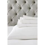 The White Company Siena Çift Sıra Kordonlu Supima Pamuk Saten Düz Çarşaf - Beyaz - Çift Kişilik 230 × 275 cm