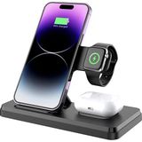 The Wlue 3in1 Magsafe Uyumlu 15W Kablosuz Şarj Standı iphone Telefon, Apple Watch Saatler, Kulaklık - Renk - Siyah