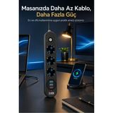 The Wlue 3’lü Anahtarlı Çoklu Priz | 2xUSB | 1xType-C Hızlı | PD Şarj Destekli | 2500W | Uzatma Kablosu - Siyah