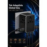 The Wlue 45W Evrensel Seyahat Şarj Adaptörü Fiş | AC Priz Dönüştürücü | 3xType-C | 2xUSB-A | US EU UK AU Uyumlu