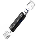 The Wlue 5'i 1 Arada Kart Okuyucu, USB 2.0, Type-C, Micro USB, Micro SD/TF Kart Adaptörü
