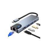 The Wlue 5in1 Type C to 4K HDMI Çevirici 2xUSB 3.0 Çoklayıcı 100W PD RJ45 Ethernet HUB Dönüştürücü