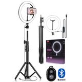 The Wlue Bluetooth Kumandalı 10 Inç Ring Light Youtuber Selfie Işığı 2.1 Metre Tripod 26 Cm Halka