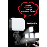 The Wlue Şarjlı 100 LED Selfie Video Kamera Işığı Tripod Uyumlu ve Mandallı 3500-6500 Kelvin Dimmer Ayarlı