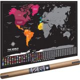 The World Deluxe Kazınabilir Dünya Haritası Siyah Karton Sunum Ürünü 96 x 67 cm Boyutunda