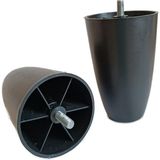 The Zey Gen (Vida Ölçüsüne Dikkat) - 12 cm Armut Plastik Baza Ayağı Koltuk Kanepe Ayağı Tek Adet Siyah 3/8 Vida