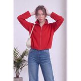 The ZKS Kadın Bomber Ceket Fermuarlı Cepli Crop Haki, Siyah, Kırmızı, Bej, Kahverengi - 006-Kırmızı