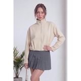 The ZKS Kadın Bomber Ceket Fermuarlı Cepli Crop Haki, Siyah, Kırmızı, Bej, Kahverengi