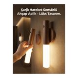 thebestnzm Kablosuz Şarjlı LED Ahşap Renk Lüks Aplik Hareket Sensörlü Günışığı Duvar Lambası BX-YC1MZ4Q03WMTC