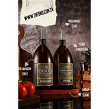TheBRo 1lt Amber Renkli Ahşap Stantlı Green Vintage Yağdanlık 2'li Set Zeytinyağı Sıvıyağ Şişesi Vintage Yağlık