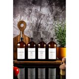 TheBRo 500 ml Amber Renkli White Serisi 4'Lü Set Zeytinyağı,Ayçiçek Yağı,Sirke Ve Nar Ekşisi Şişesi