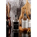 TheBRo 500ML Ahşap Stantlı Black White Serisi Zeytinyağı ve Ayçiçek Yağı Şişesi,Yağdanlık Seti