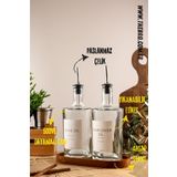 TheBRo 500ml Platinum Serisi Ahşap Stantlı Zeytinyağı Ve Ayçiçek Yağı Şişesi