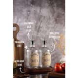 TheBRo 750ML Ahşap Stantlı Elite Serisi Şeffaf Cam Zeytinyağı ve Ayçiçek Yağı Şişesi Seti
