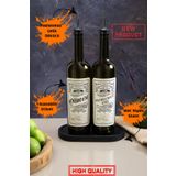 TheBRo 750ml Mat Siyah Stantlı Retro Serisi Zeytinyağı Şişesi Ve Ayçiçek Yağı,yağdanlık