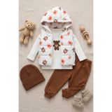 thechild baby collection Kız Çocuk Kapşonlu Yelekli Alt Üst Takım | Sweetshirt, Pantolon, Kapşon ve Şardonlu Şişme Yelek 3'lü Set