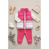 thechild baby collection Kız Çocuk Yelekli Alt Üst Takım | Sweetshirt, Pantolon, Şardonlu Şişme Yelek 3'lü Set