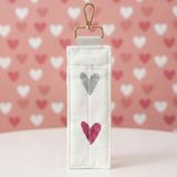 theFabricCrafts Ikili Kalem Bölmeli Askılı Çanta Anahtarlığı - Kalp Desenli