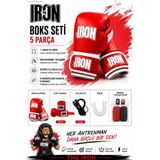 Theiron 5 Parça Boks Seti - Boks Eldiveni + 3.5 m Bandaj + Atlama İpi + Dişlik + Bandaj Yıkama Filesi