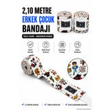 Theiron IRON Erkek Çocuk Baskılı Boks Bandajı 2.10 Metre - Çizgi Roman Desenli Cırt Cırtlı Esnek El Sargısı