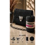 thekam Belek - Simli Siyah Çanta Örgü Kiti 45x21 (ÇANTA ZİNCİRİ, KANVAS, SİMLİ NO.4 200 Gr IP, KİLİT, IĞNE)
