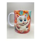 thekam Mutlu Kedi Temalı 3d Porselen Kupa Bardak, Sevimli Kedili Kupa Bardak, Çocuk Bardağı