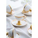 Thelma Gold 6 Kişilik Kahve Fincanı Takımı - 100 ml - Beyaz