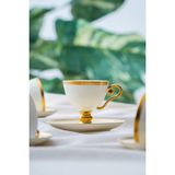 Thelma Gold 6 Kişilik Kahve Fincanı Takımı - 100 ml - Krem