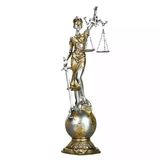 Themis Adalet Terazisi Heykeli ve Dünya Biblo Gümüş 24cm